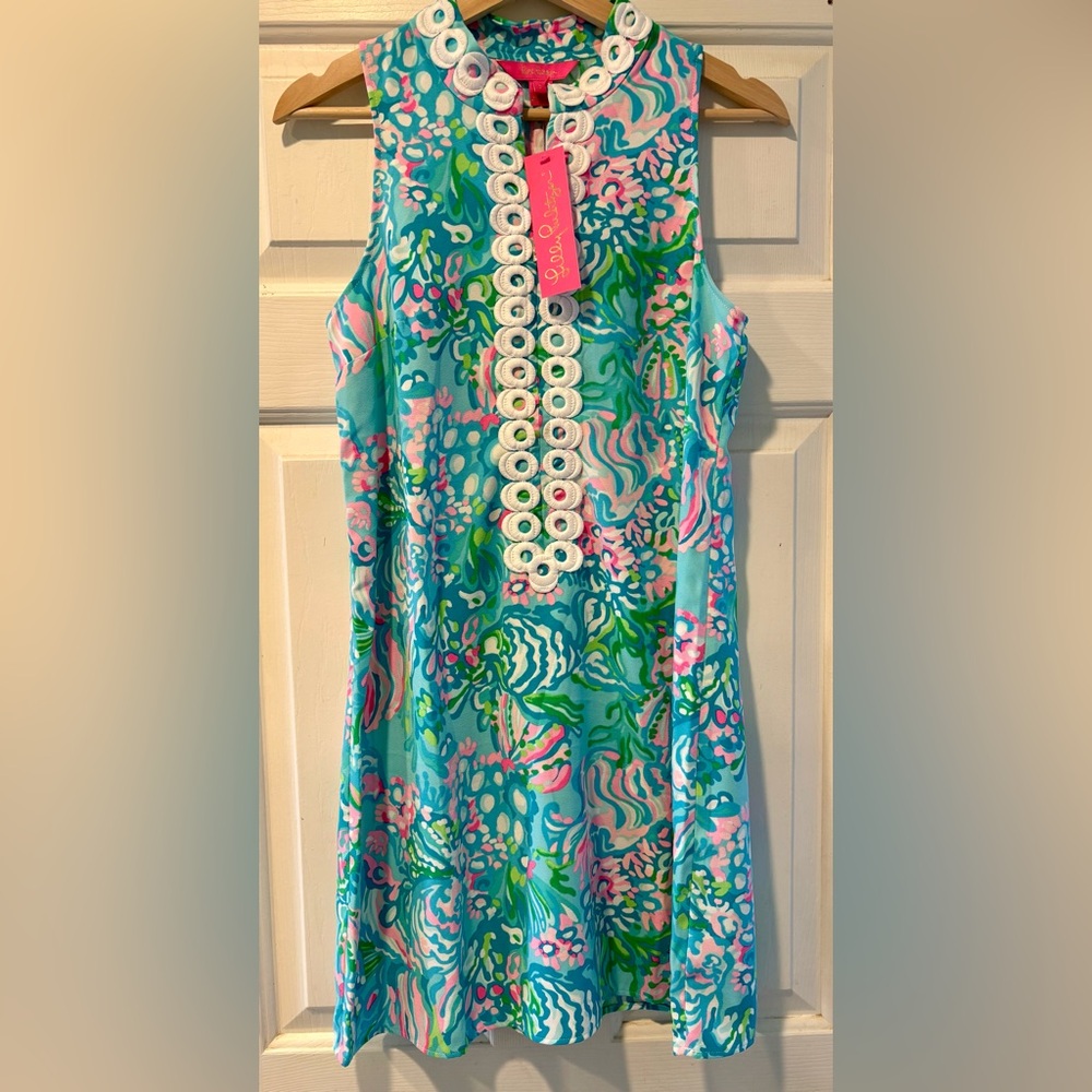 NWT Lilly Pulitzer Blue and Aqua Jane Shift Dress Sz 2 $178